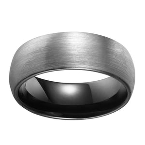 Brushed Black Mens Wedding Band Tungsten Ring Brushed Center Dome Band