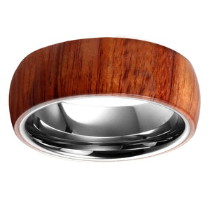 Wood Men's Wedding Band Tungsten Ring Wood Overlay Men's Anniversary Ring