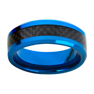 Blue Wedding Band Tungsten Wedding Ring For Men Carbon Fiber Inlay