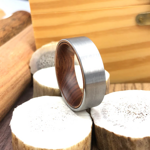 Ironwood Ring, Wooden Wedding Band, Wooden Wedding Ring, Brushed Tungsten Wedding Band Men Tungsten Ring