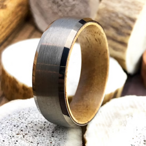 Mens Wedding Band, Gunmetal Tungsten Ring, Wood Wedding Band, Tungsten Wedding Ring, Wood Tungsten Ring
