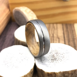 Sandblasted Gunmetal Tungsten Wedding Band, Koa Wood Wedding Ring Men, Tungsten Ring Men, Wood Ring Men