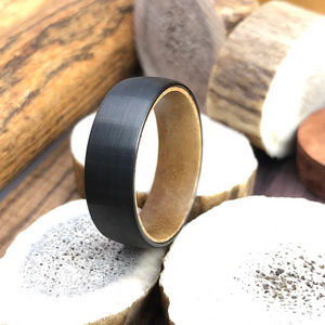 Wood Black Tungsten Ring, Koa Wood Ring, Wood Wedding Band, Tungsten Ring, Men's Wedding Band