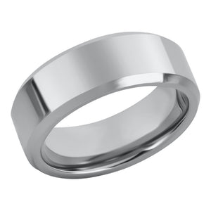 Simple Classic Plain Wedding Band For Men Tungsten Ring Polished with Beveled Edges