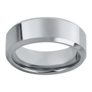 Simple Classic Plain Wedding Band For Men Tungsten Ring Polished with Beveled Edges