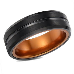 Titanium Inlay Men Tungsten Wedding Band Tungsten Carbide Wedding Ring Black