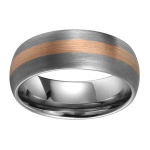 Rose Gold Plated Mens Tungsten Wedding Band Domed Band Tungsten Ring For Men