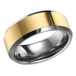 Gold Mens Wedding Band Tungsten Ring Flat Band With Gold Plated