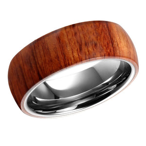 Wood Men's Wedding Band Tungsten Ring Wood Overlay Men's Anniversary Ring