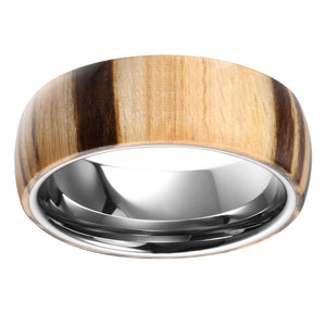 Wood Overlay Tungsten Wedding Band For Men Real Exotic Wood Men's Ring