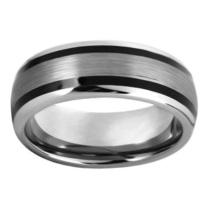 Black Tungsten Ring Domed Band Wedding Band for Men 2 Black Resin Inlay