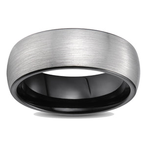 Dome Wedding Band for Men Black Tungsten Ring Brushed Domed Band