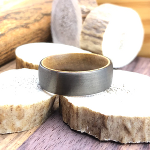 Gunmetal Wood Tungsten Ring, Koa Wood Sleeve Ring, Wood Wedding Band, Tungsten Ring, Men's Wedding Band