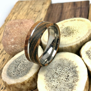 Bocote Wood Ring with Whiskey Barrel Wood, Mens Wedding Band, Wood Wedding Ring, Tennessee Bourbon Ring, Anniversary Engagement Ring