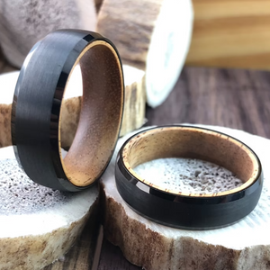 His and Hers Wedding Bands, Couple Wedding Rings, Wedding Ring Set, Tungsten Wood Ring, Wooden Wedding Band, Wood Ring Men
