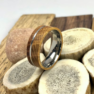 Whiskey Barrel Ring with Titanium Sleeve, Mens Wedding Band, Tennessee Bourbon Ring, Whiskey Wood Ring Anniversary Engagement Ring