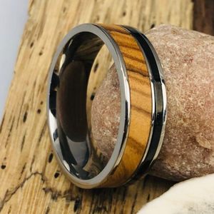 Olive Wood Ring, Olive Wood Wedding Band, Wood Wedding Band, Mens Wedding Band, Wood Ring, Titanium Ring, Anniversary Engagement