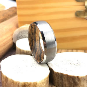 Tungsten Wood Wedding Band Men, Tungsten Wooden Ring Mens Ring Wedding Band, Wooden Wedding Ring