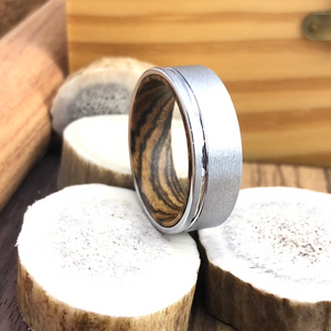 Sandblasted Tungsten Ring Men, Wood Sleeve Ring, Tungsten Wedding Band Men, Bocote Wood Sleeve Ring, Tungsten Wedding Ring Men