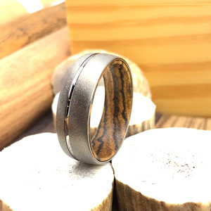 Sandblasted Tungsten Ring Men, Wood Sleeve Ring, Tungsten Wedding Band, Mens Wedding Ring Men, Gunmetal Sandblasted Tungsten Ring