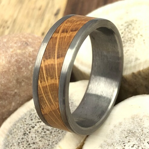 Classic Tungsten Whiskey Barrel Wood Wedding Band, Mens Wedding Band, Whiskey Barrel Ring, Whiskey Wood Ring Brushed Tungsten Wood Ring